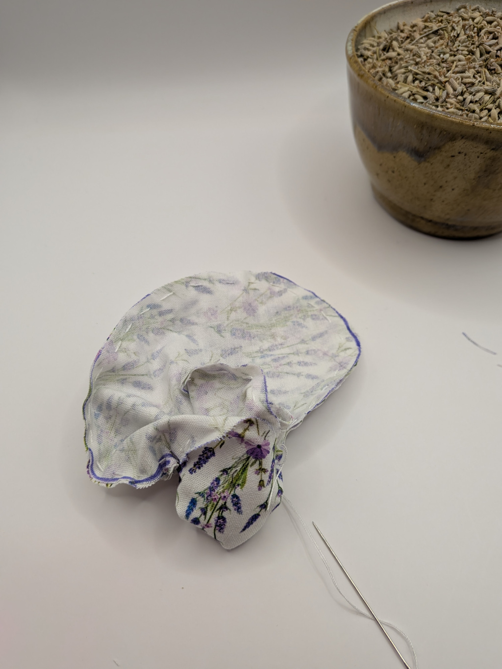 Steps for a sewing a lavender pillow.