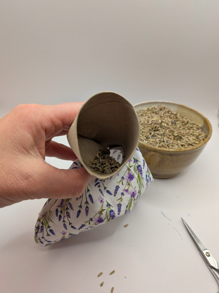 Steps for a sewing a lavender pillow.