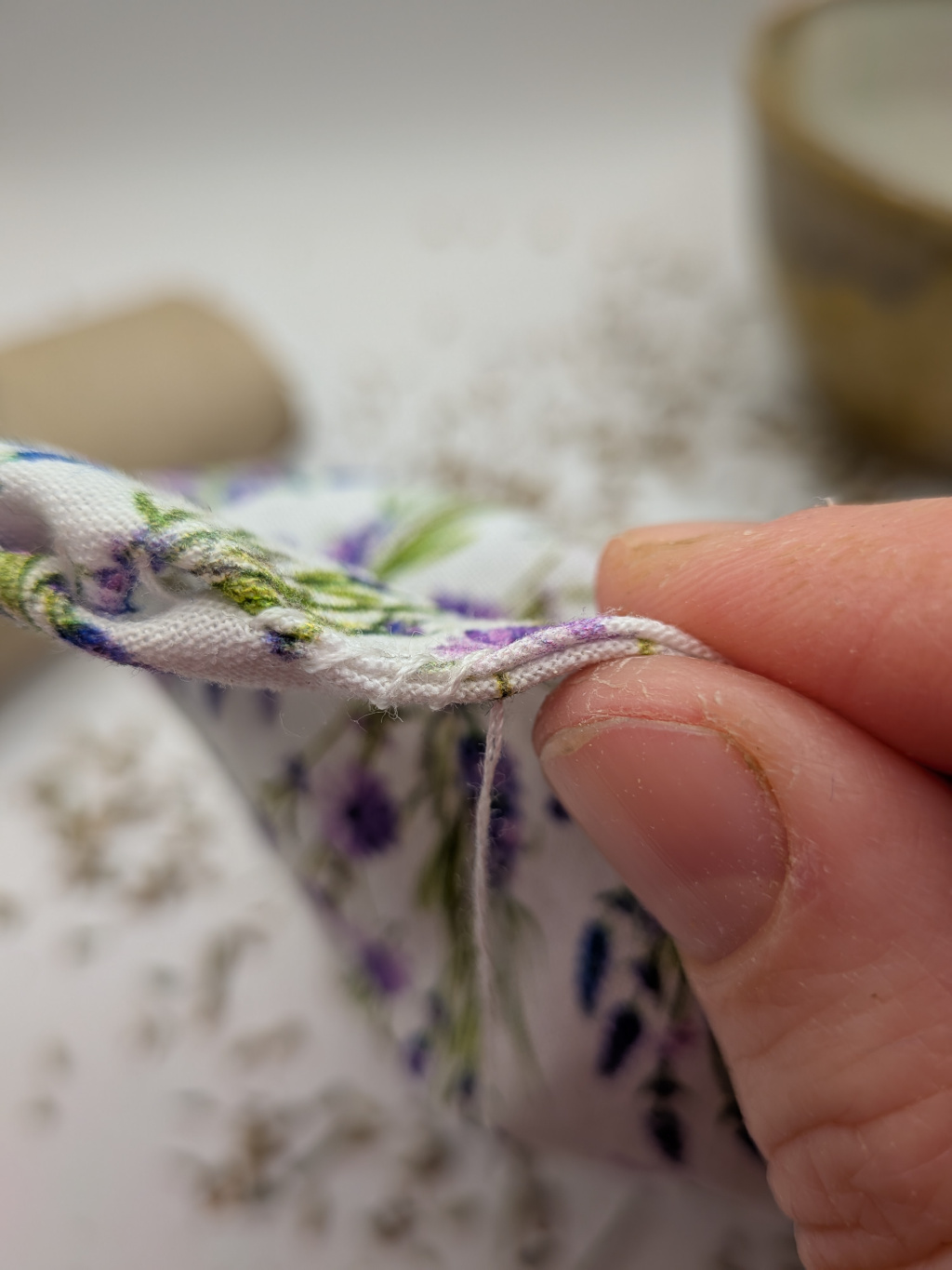 Steps for a sewing a lavender pillow.