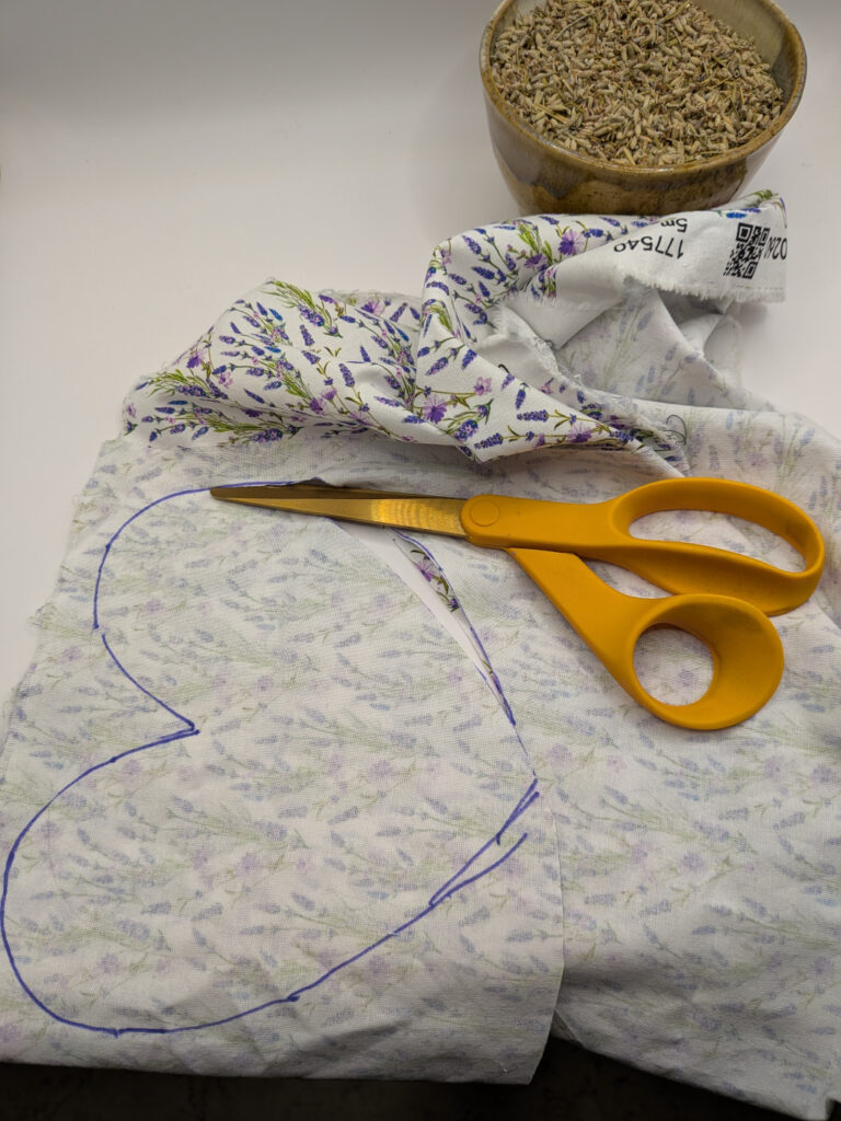 Steps for a sewing a lavender pillow.