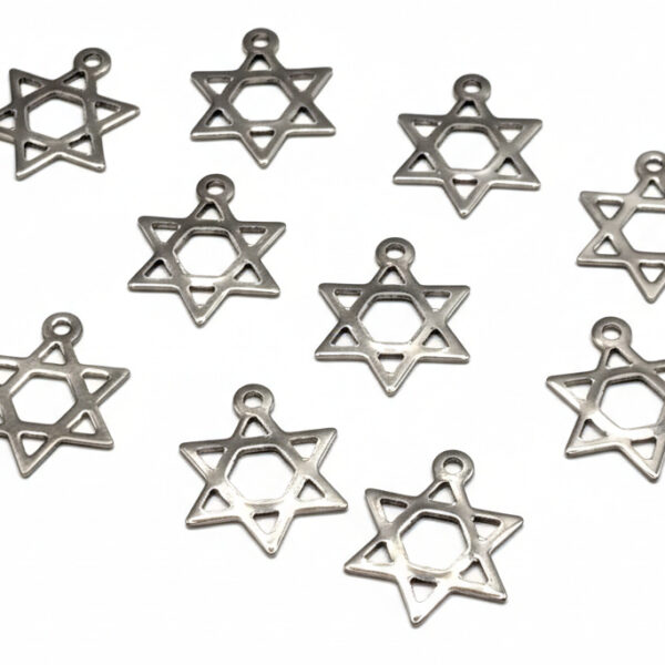 Stainless steel Jewish star pendants.